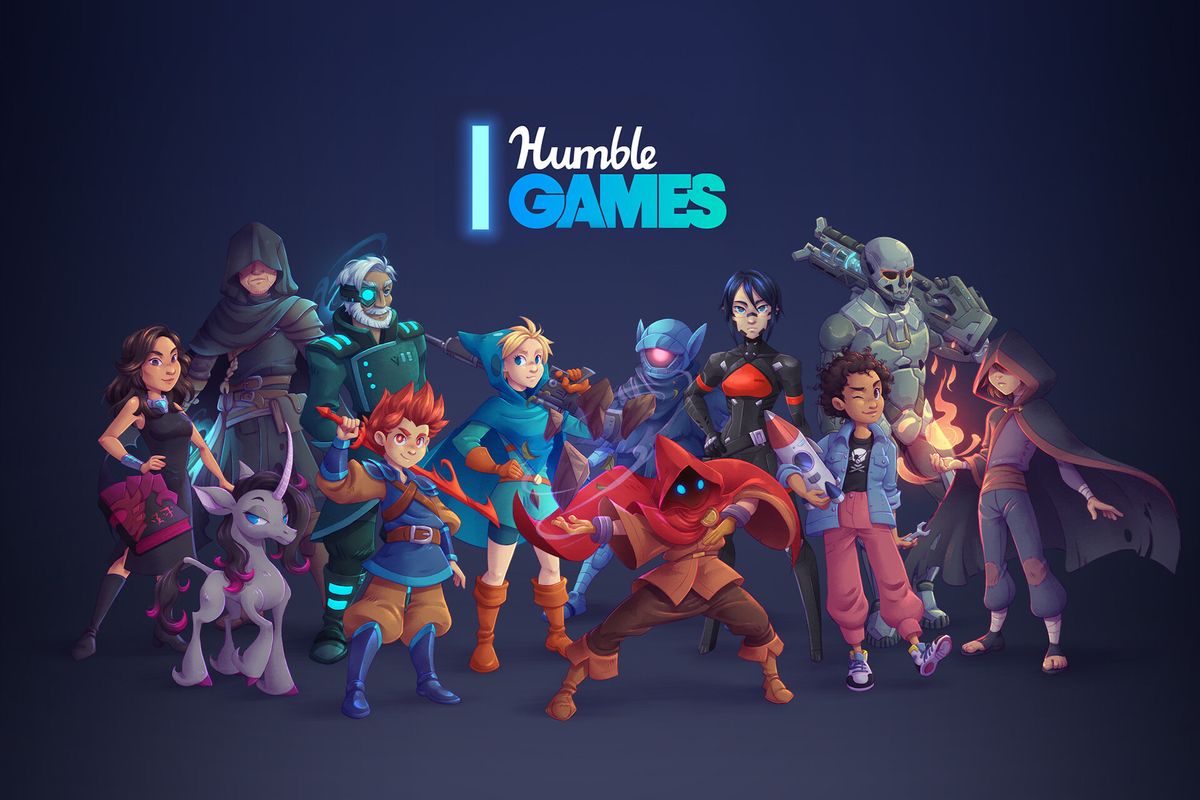 A Humble Games logo with several game protagonists posing underneath