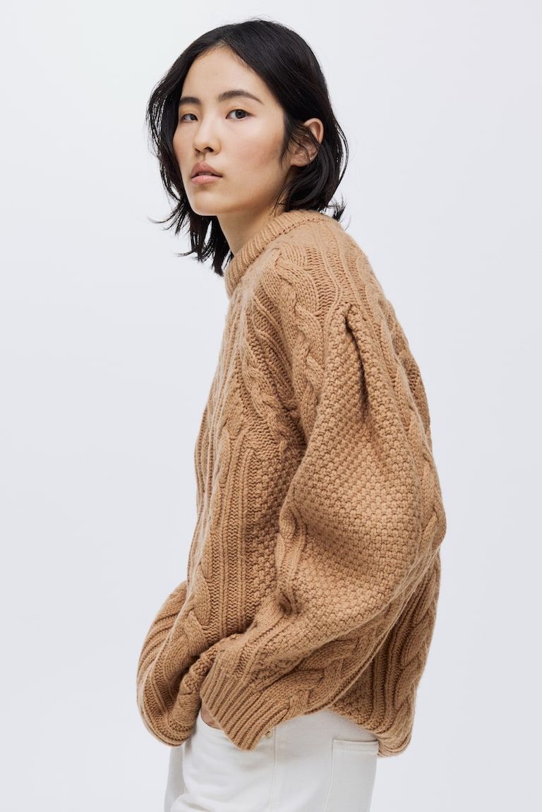 Cable-Knit Wool-Blend Sweater