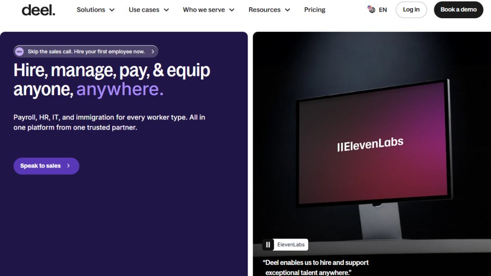 Website screenshot of Deel (March, 2026)