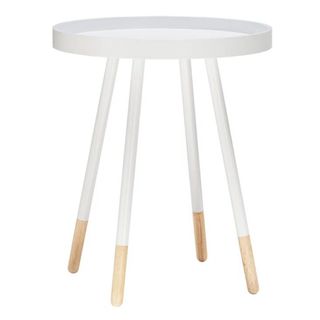 White side table with bamboo feet