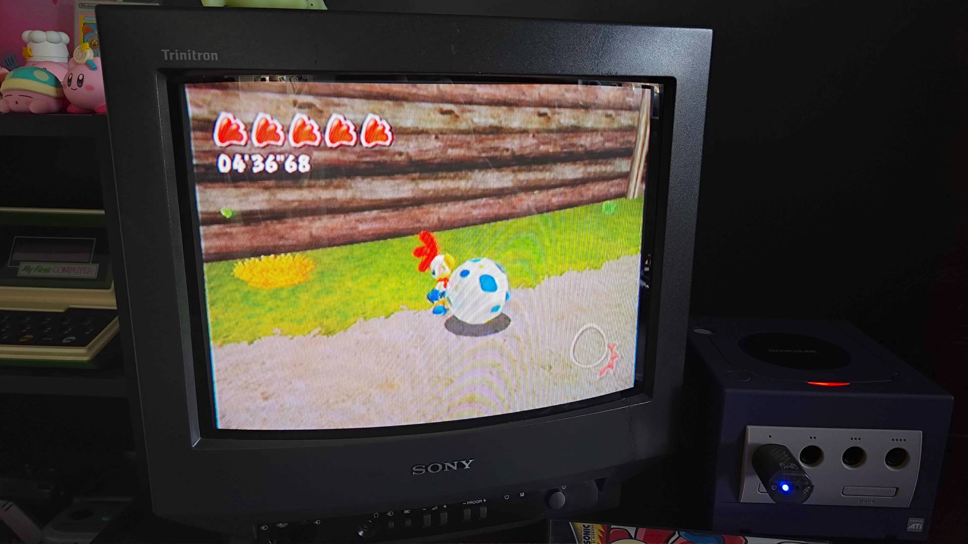 Close up of Billy Hatcher and the Giant Egg gameplay on Sony CRT TV running on Nintendo GameCube.