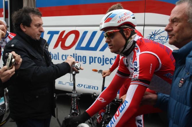 Alexander Kristoff (Katusha) arrives at Dwars door Vlaanderen fresh from Milan-San Remo victory.