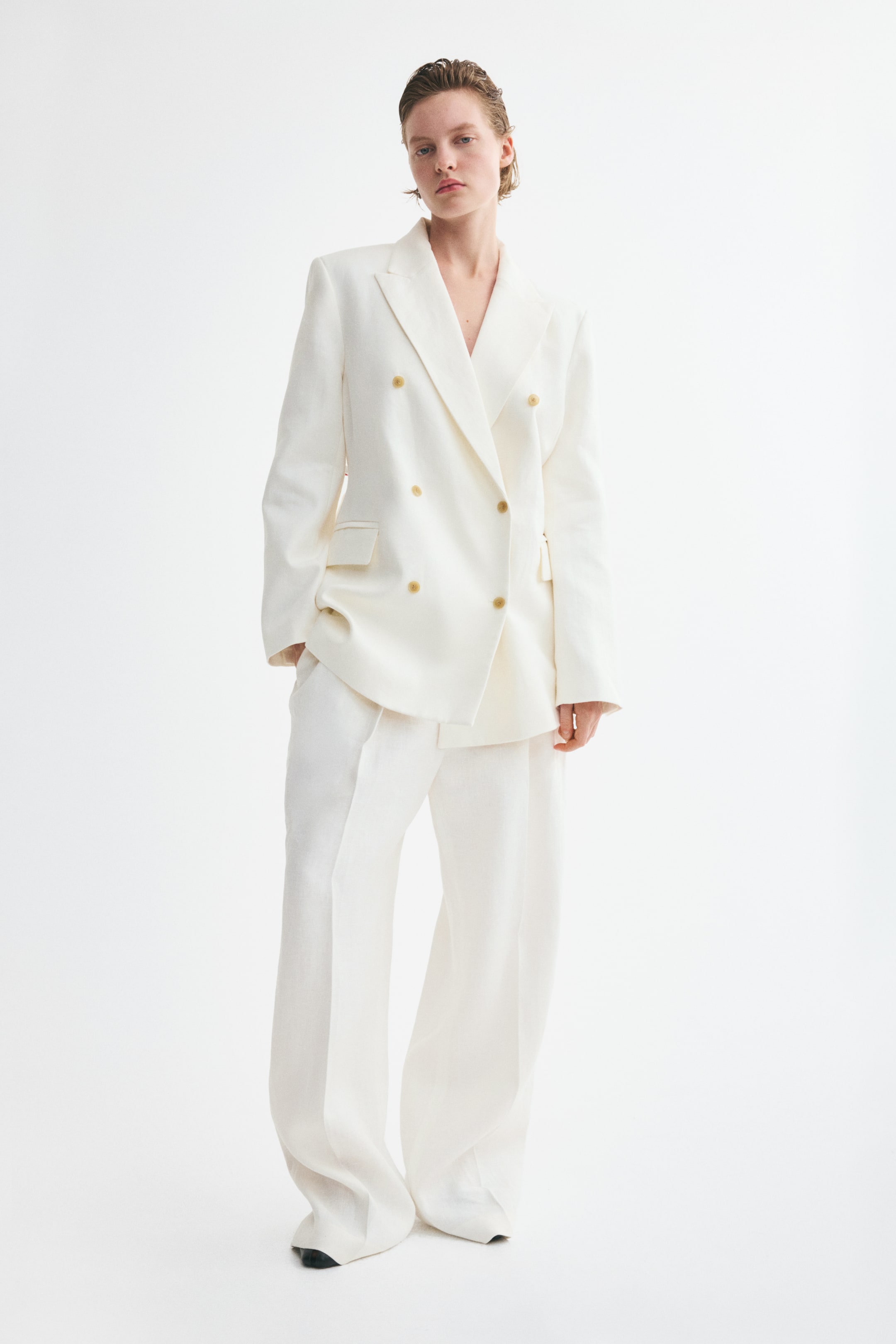 Double-Breasted Linen Blazer