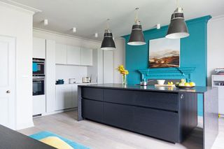 industrial style kitchen in a coastal townhouse