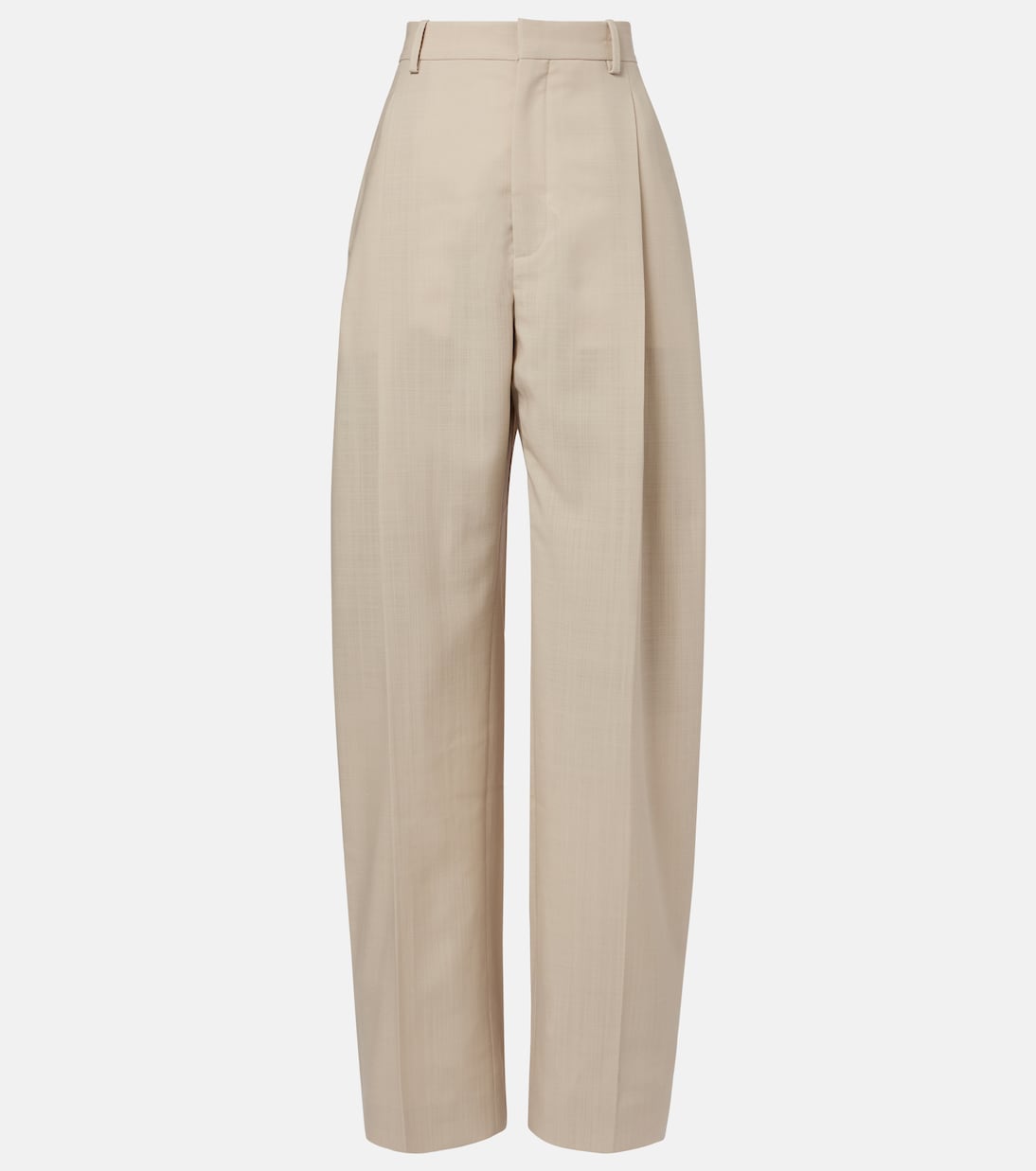 Mid-Rise Wool Straight Pants