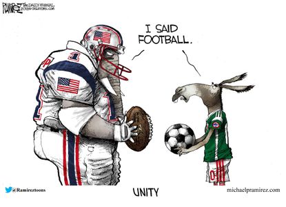 Political cartoon U.S. Congress partisanship