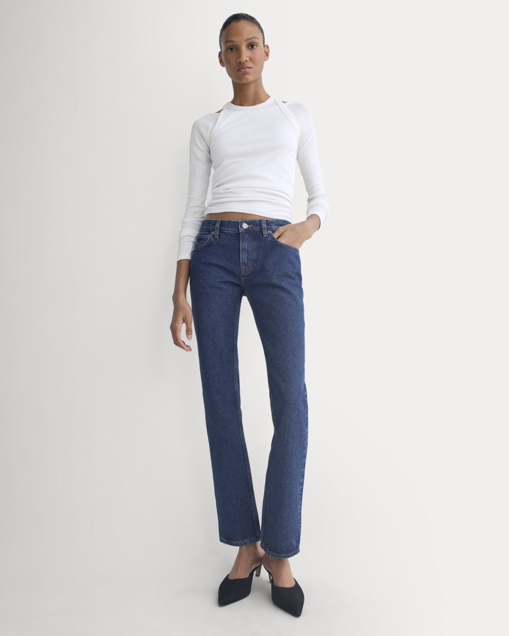 Everlane X Elena Bonvicini Highland Low-Rise Cigarette Jean | Deep Bay Indigo - 23