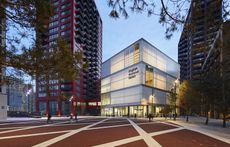 The English National Ballet’s new home sits among brightly coloured residential blocks in the capital’s east neighbourhood of London City Island.