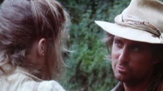 Michael Douglas and Kathleen Turner in Romancing the Stone