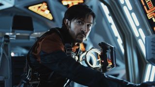 Diego Luna's Cassian Andor inside experimental TIE Avenger
