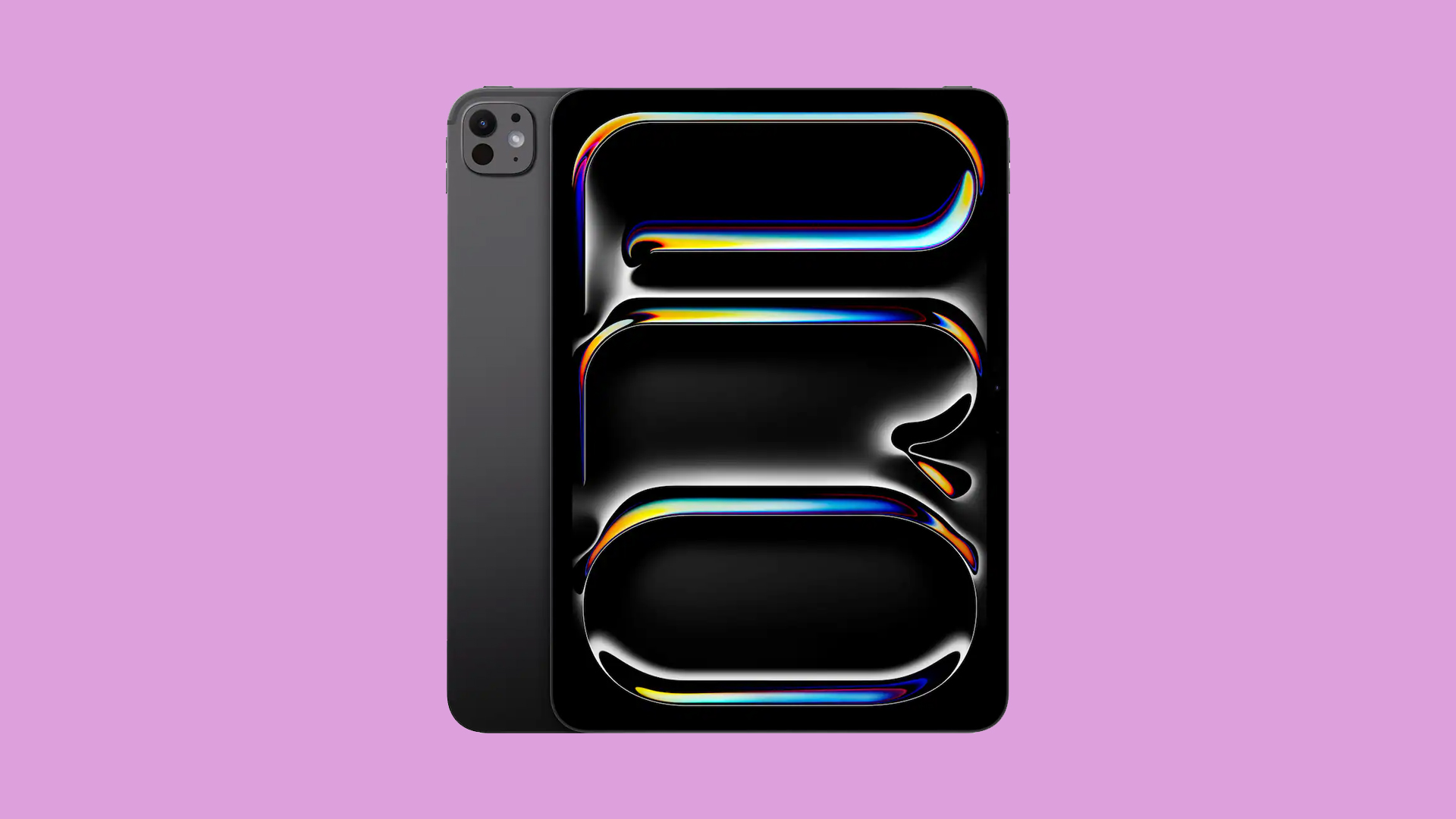 The iPad Pro on a pinkish background. 