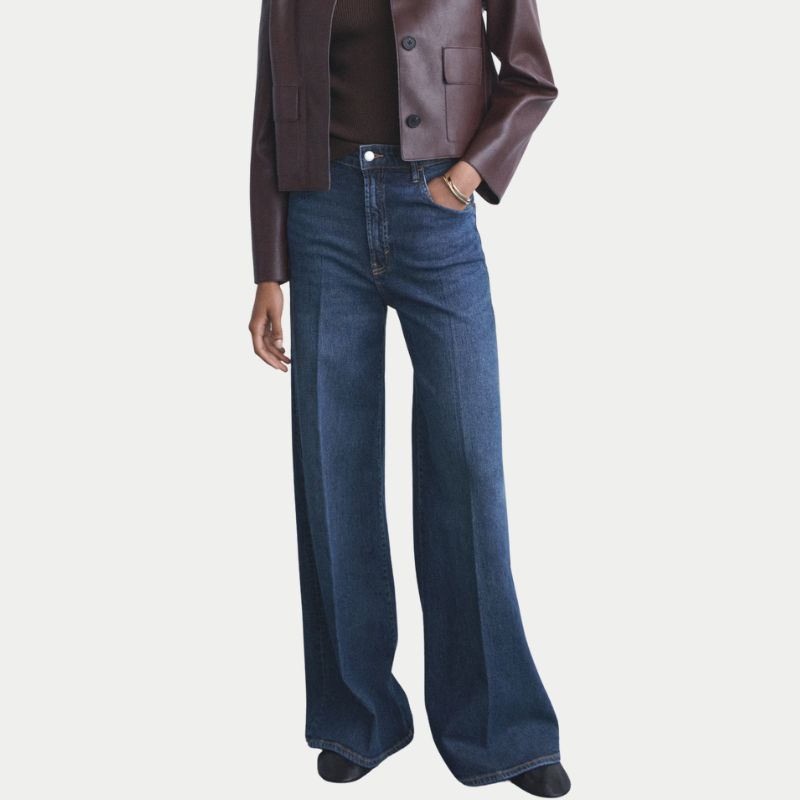 High-Waisted Wide-Leg Jeans on model 