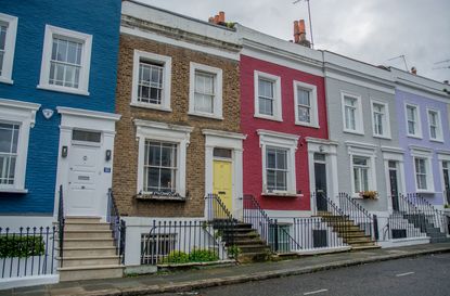 Typical colorful residential houses in Portobello road, London