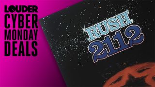 A banner image showing the cover of Rush's 2112 album at an angle on a pink background.