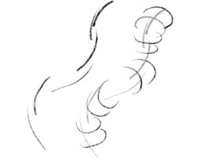 Follow through, and take the line across and around the form. Imagine your pencil on the forms going over the contours