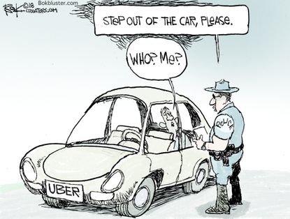 Editorial cartoon U.S. Uber driverless car