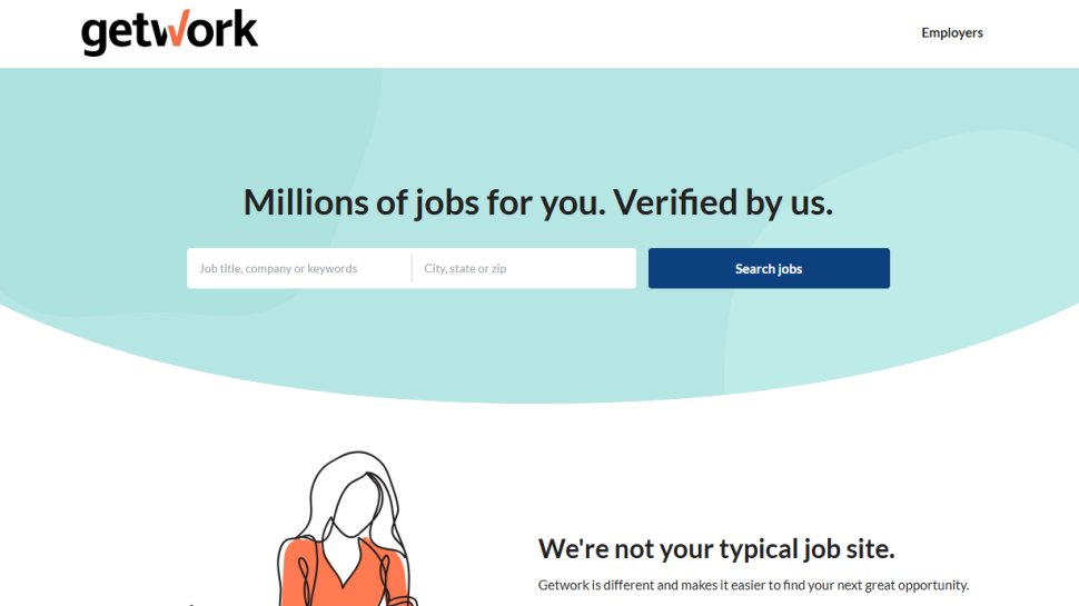 Website screenshot of Getwork (January, 2026)