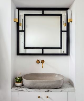 Bathroom lighting ideas over mirror with side lights and vanity