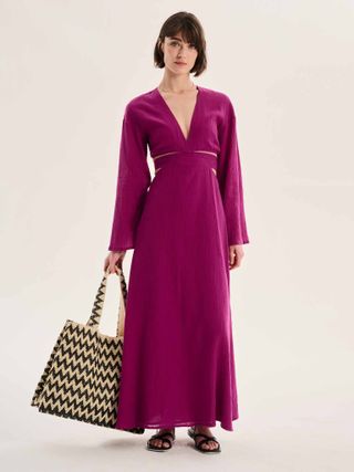 Orla Cut Out Maxi Dress in Purple | Omnes | Dresses | Occasionwear | Sustainable 
Affordable Clothing | Shop Women's Fashion