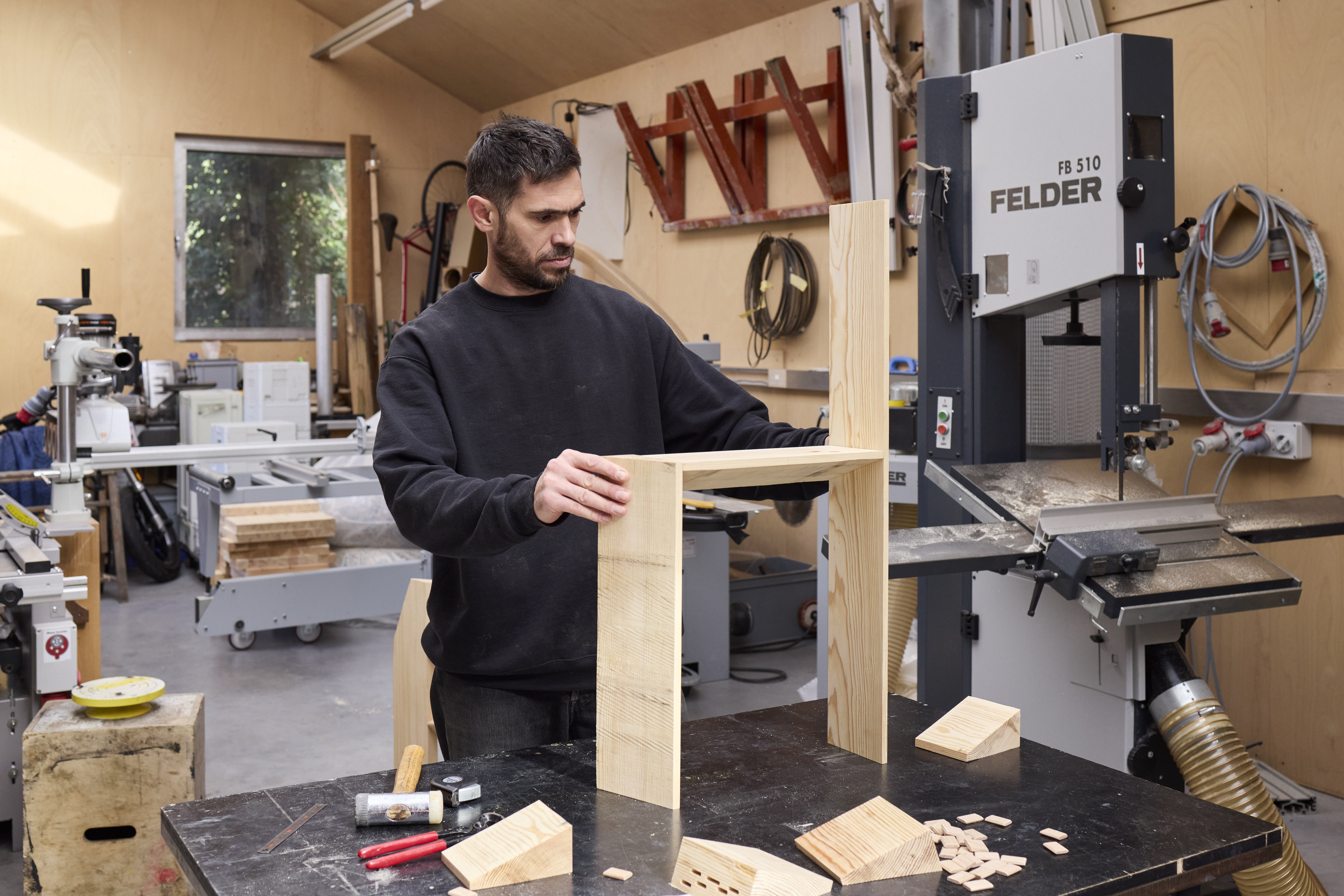 Max Lamb chair for Hem, photographed in the designer's studio