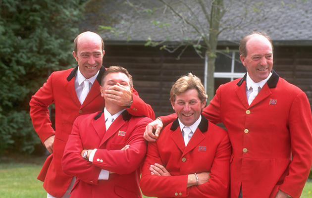 Equestrianism : Show Jumping: British Olympic team members L to R Michael Whitaker, Geoff Billington, Nick Skelton &amp;amp; John Whitaker.