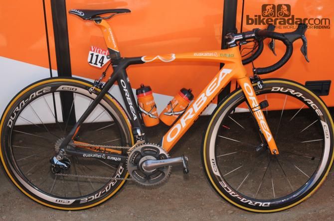 The Euskaltel-Euskadi team rode out on Orbea&rsquo;s new Orca Race, a more organic evolution on the previous model that is based on stack and reach measurements, rather than conventional seat-tube and toptube numbers
