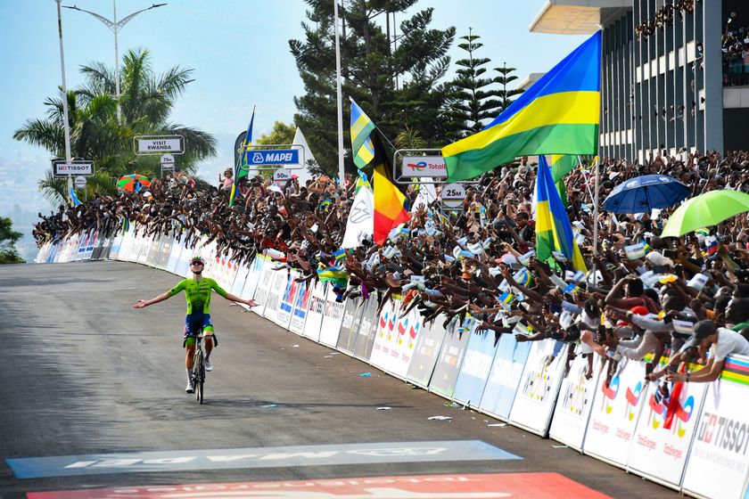 Cycling - 2025 UCI Road World Championships - Kigali Convention Centre, Kigali, Rwanda - Men Elite Road Race - Tadej Pogacar (Slovenia) Wins the Men Elite Road Race World Championship