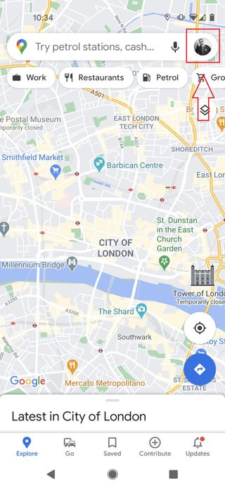 How to use Google Maps in dark mode — Select profile picture