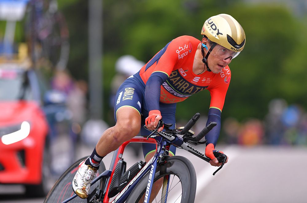 Domenico Pozzovivo (Bahrain-Merida) during the stage 16 time trial at the Giro d'Italia