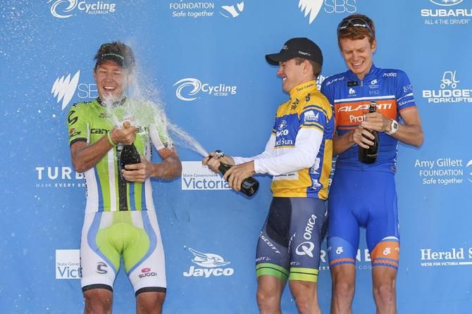 Simon Clarke gives Cam Wurf a taste of his champagne