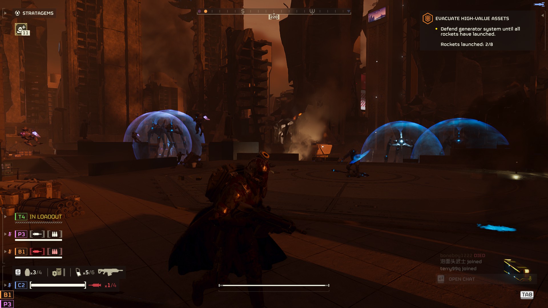 Four Harvesters in Helldivers 2 advance upon my position. It does not go well.