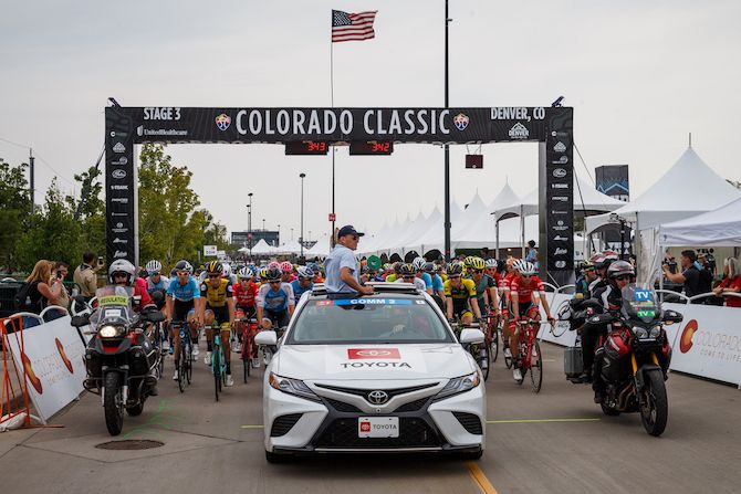 The start of stage 3 in Denver at the 2018 Colorado Classic