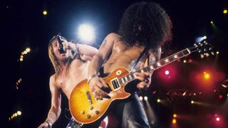 Axl Rose and Slash of Guns N' Roses on stage