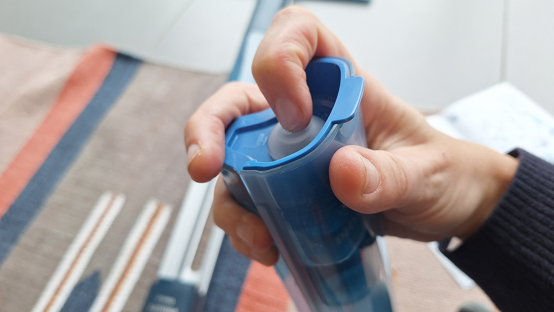 Philips OneUp 5000 electric mop in reviewer's kitchen