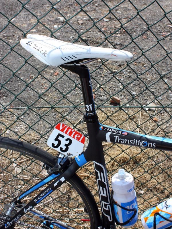 As far as we're aware, Tyler Farrar (Garmin-Transitions) is the only rider in the peloton to use fi'zi:k's Pave CX saddle.