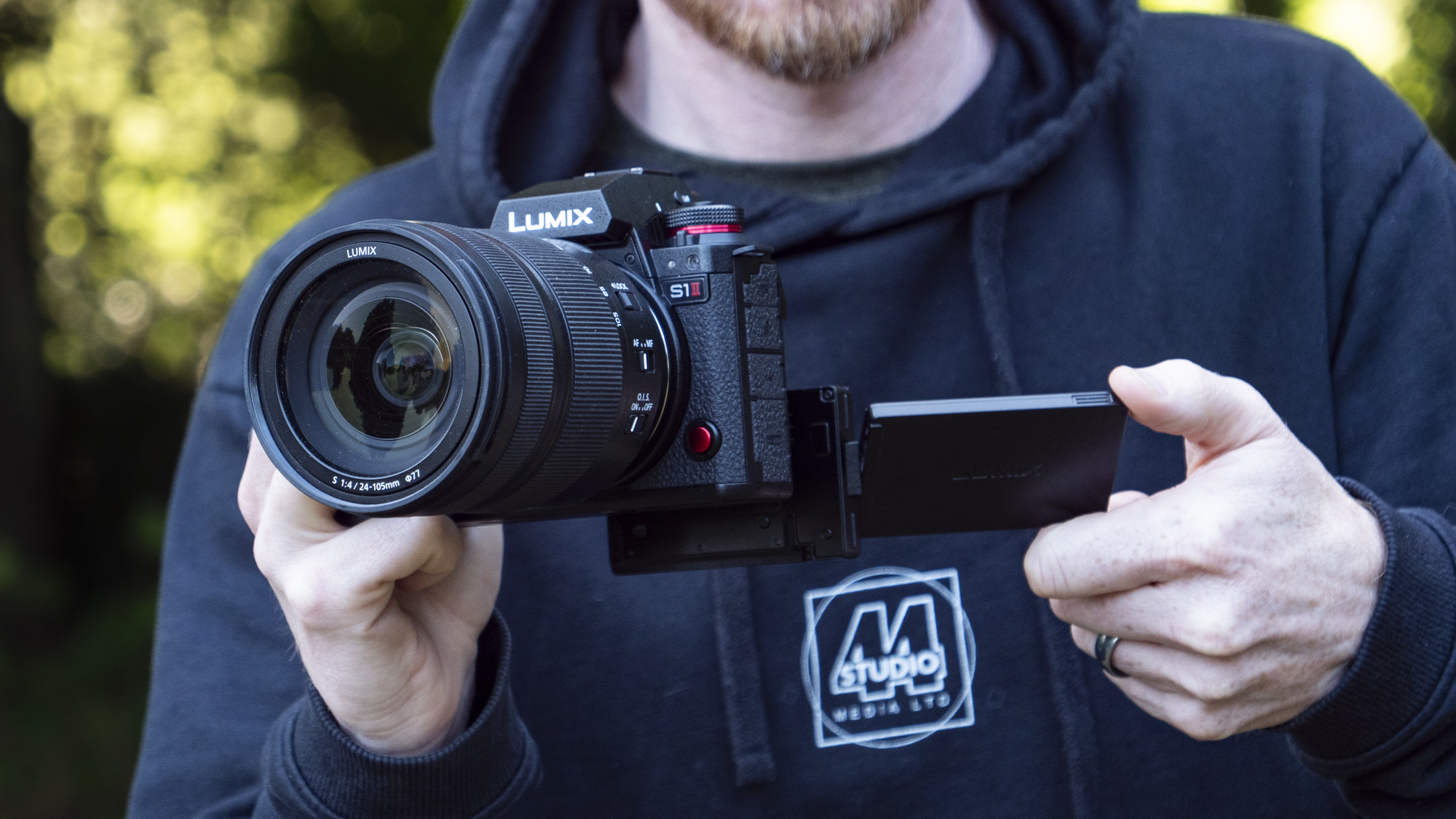 Panasonic Lumix S1 II mirrorless camera in the hand