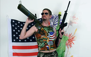 Richard Kyanka posing for a picture he called 'True American Patriot 2000'