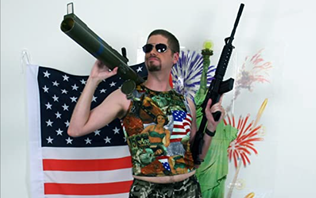 Richard Kyanka posing for a picture he called &#039;True American Patriot 2000&#039;