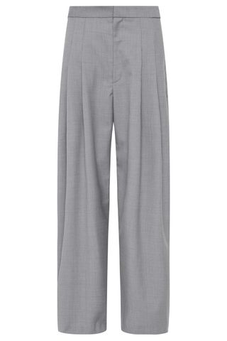 Adjustable Wool-Blend Wide-Leg Pants