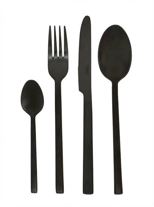 Black 16pc Kensington Stainless Steel Cutlery Set