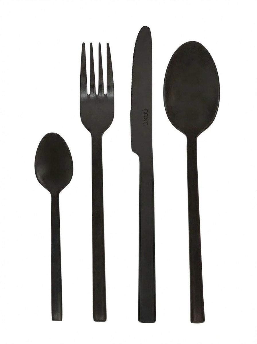 Black 16pc Kensington Stainless Steel Cutlery Set