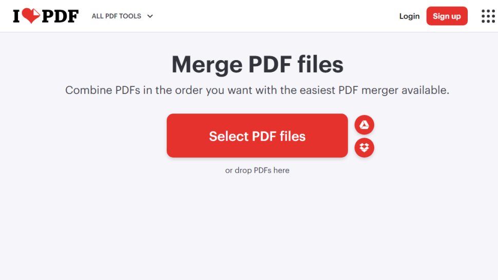 Website screenshot of I Love PDF (August, 2025)