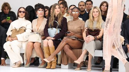 MILAN, ITALY - SEPTEMBER 17: Normani and Shailene Woodley attends Fendi fashion show during the Milan Womenswear Spring/Summer 2025 on September 17, 2024 in Milan, Italy. (Photo by Daniele Venturelli/WireImage)