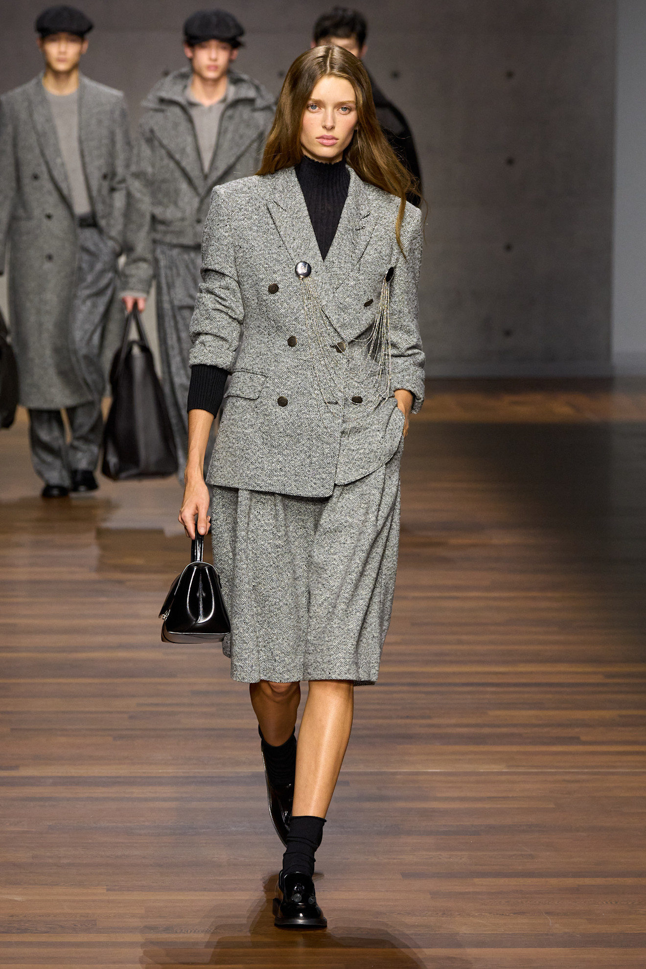 A model wore the Bermuda shorts trend on Emporio Armani's Fall 2026 runway