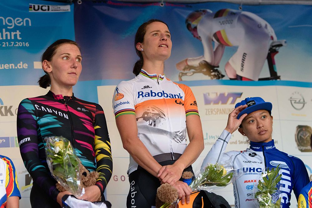 Marianne Vos looks forward to a swig of the local beer at Th&uuml;ringen Rundfarht 2016 - Stage 1