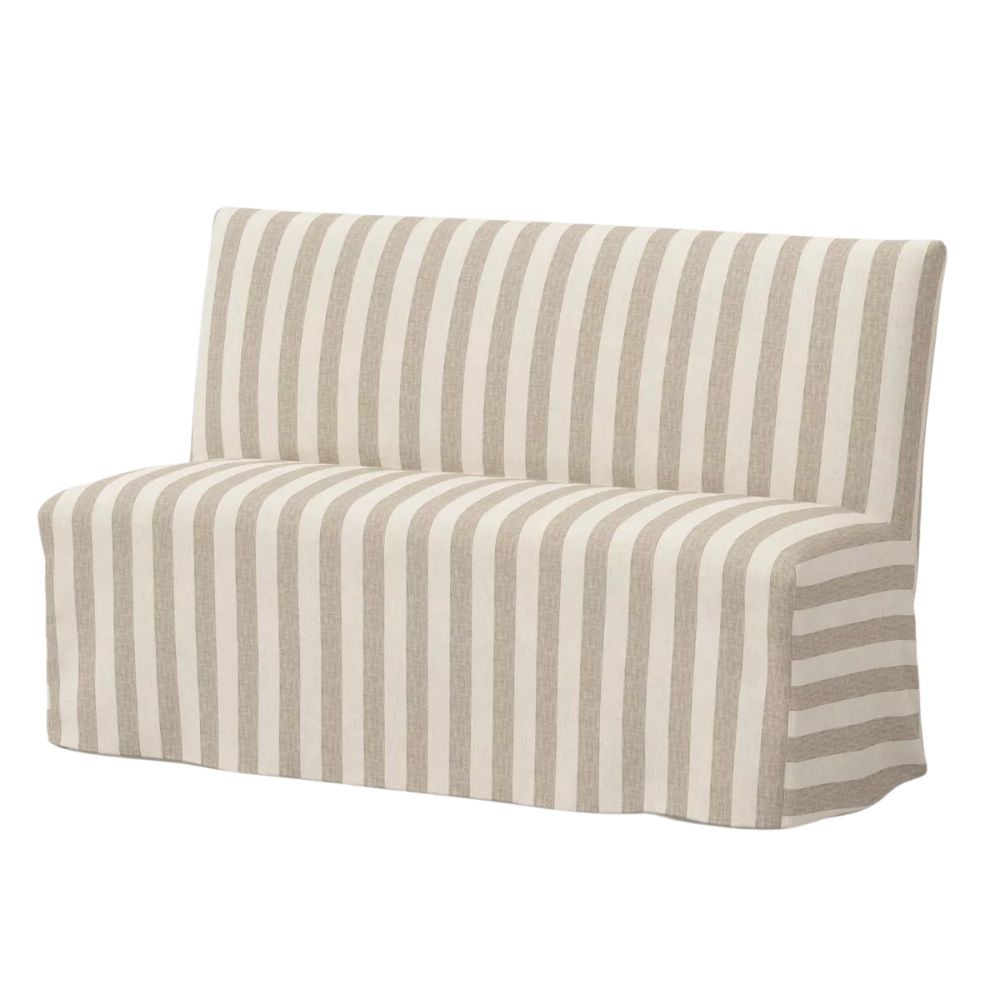 Jean Slipcovered Dining Banquette, Malcolm Stripe Brown