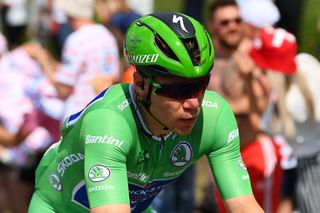 SONDERBORG DENMARK JULY 03 Fabio Jakobsen of Netherlands and QuickStep Alpha Vinyl Team Green Points Jersey competes during the 109th Tour de France 2022 Stage 3 a 182km stage from Vejle to Snderborg TDF2022 WorldTour on July 03 2022 in Sonderborg Denmark Photo by Tim de WaeleGetty Images