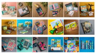 Multiple square images of stationary - in a grid format