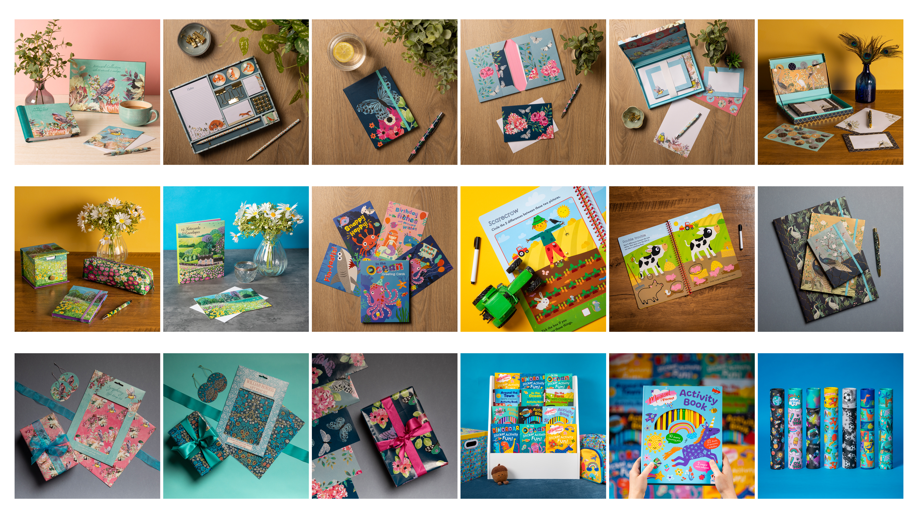 Multiple square images of stationary - in a grid format