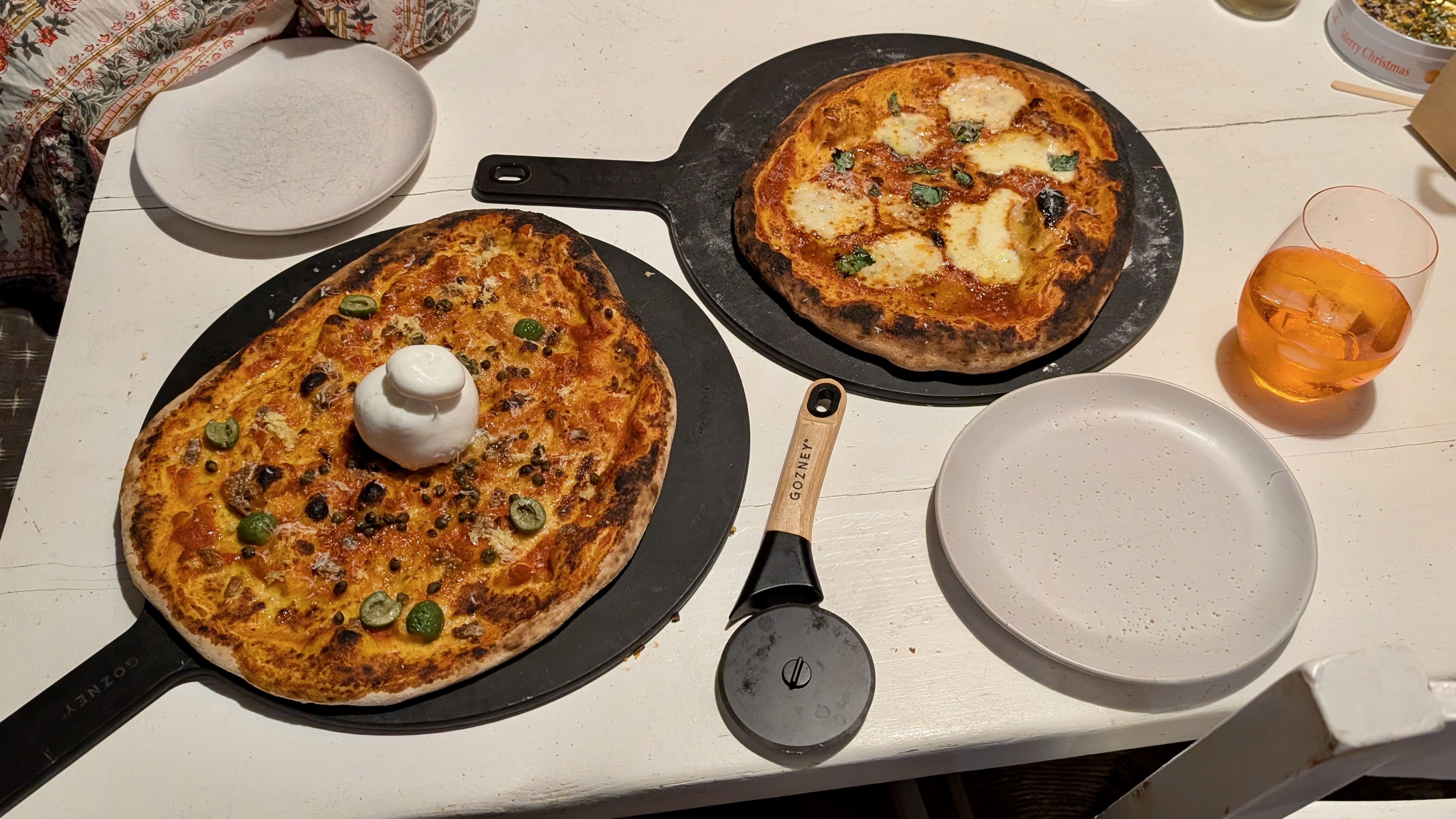 Two cooked pizzas from the Gozney Dome (Gen 2)